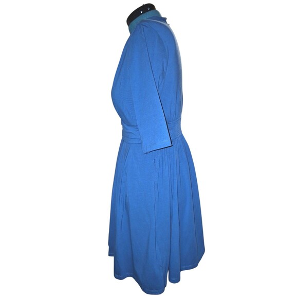 EShakti Custom Dress Teal Blue V-neck Gathered Waist Shift Dress Size L - Picture 5 of 8